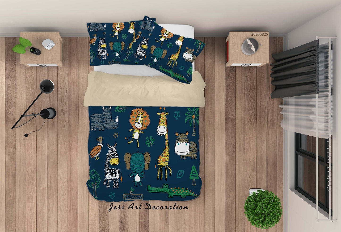 3D Cartoon Animal Zebra Elephant Quilt Cover Set Bedding Set Duvet Cover Pillowcases WJ 3367