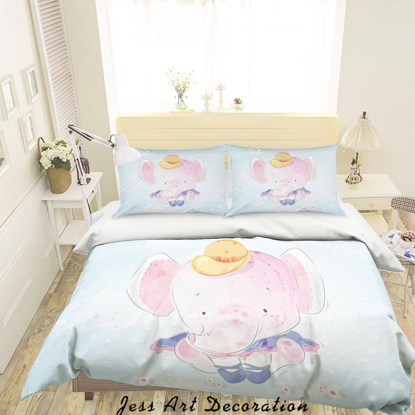 3D Blue Elephant Quilt Cover Set Bedding Set Duvet Cover Pillowcases SF86