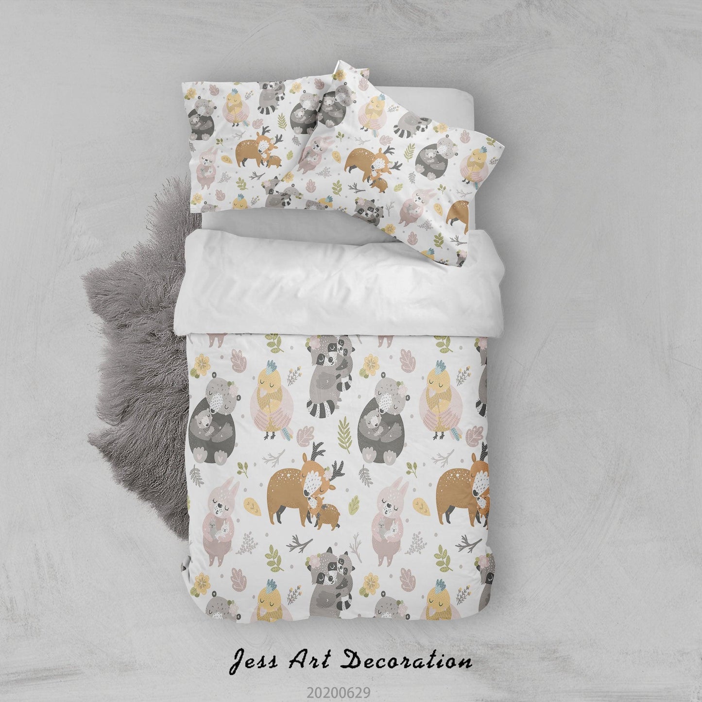 3D Cartoon Animal Floral Quilt Cover Set Bedding Set Duvet Cover Pillowcases SF03