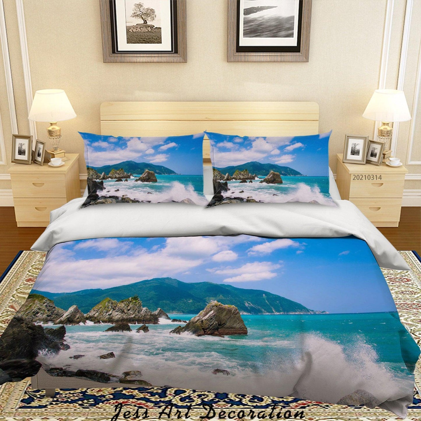 3D Blue Sky Sea Rock Landscape Quilt Cover Set Bedding Set Duvet Cover Pillowcases 183