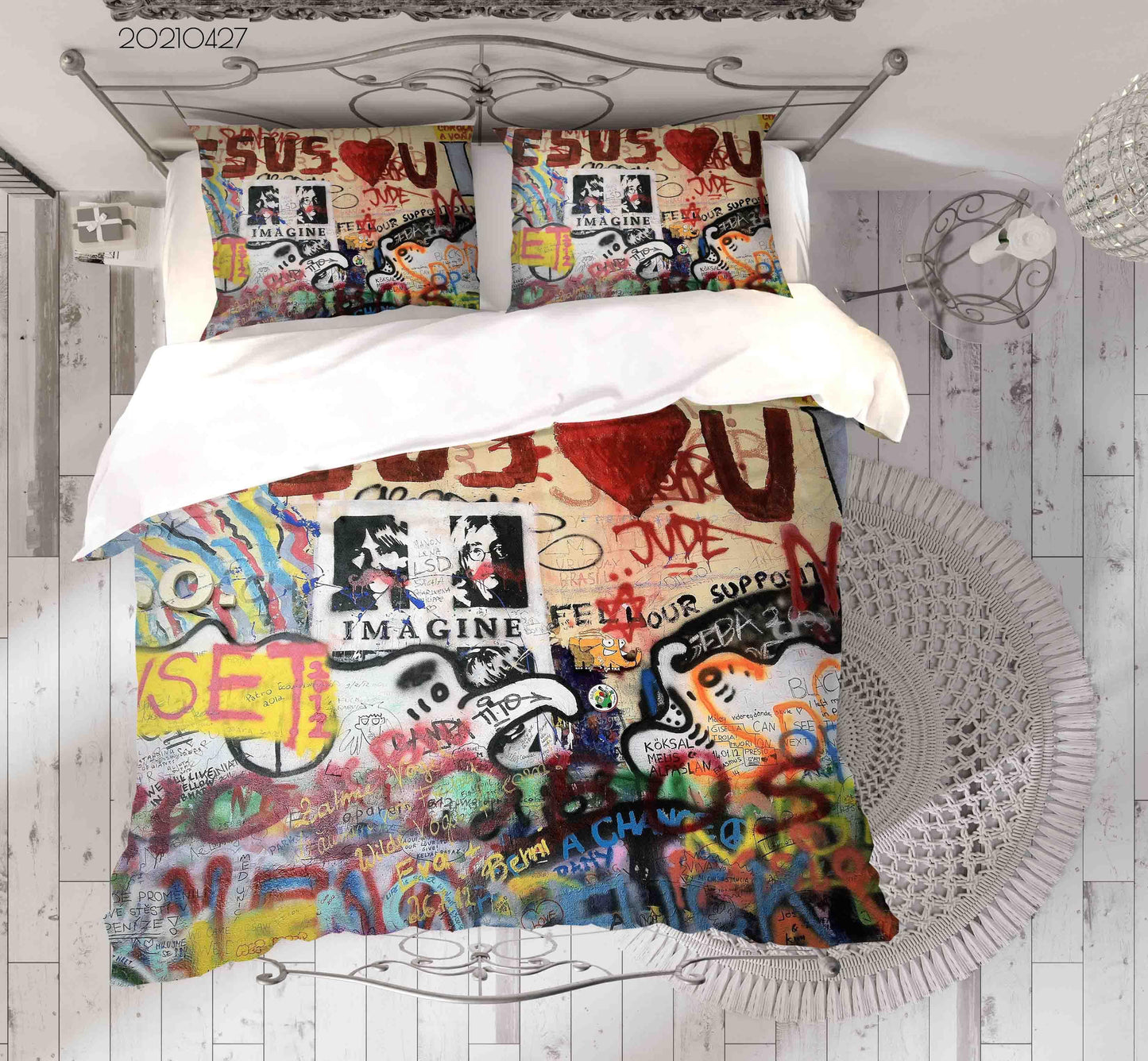 3D Abstract Colored Street Graffiti Quilt Cover Set Bedding Set Duvet Cover Pillowcases 78