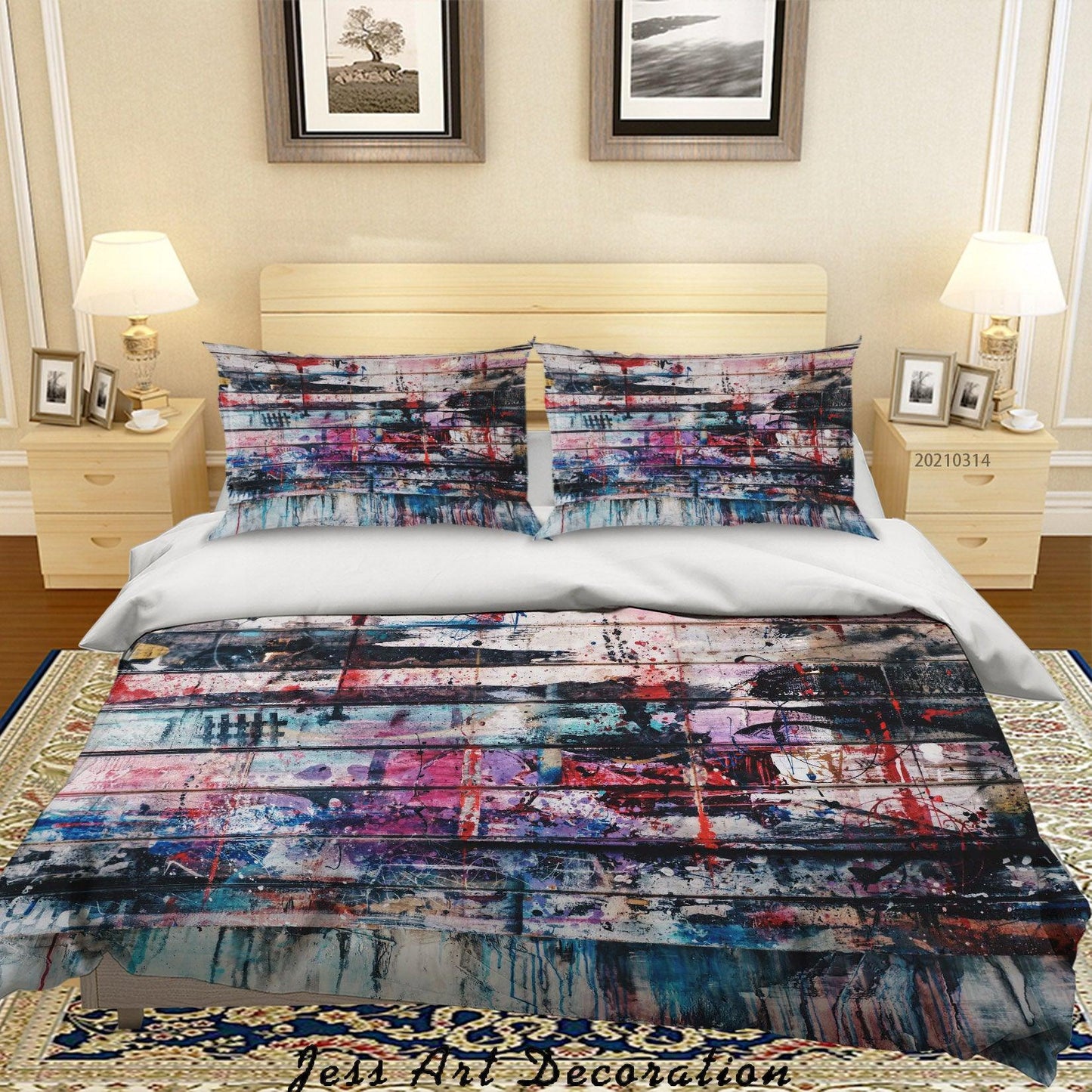 3D Abstract Colored Street Graffiti Quilt Cover Set Bedding Set Duvet Cover Pillowcases 182