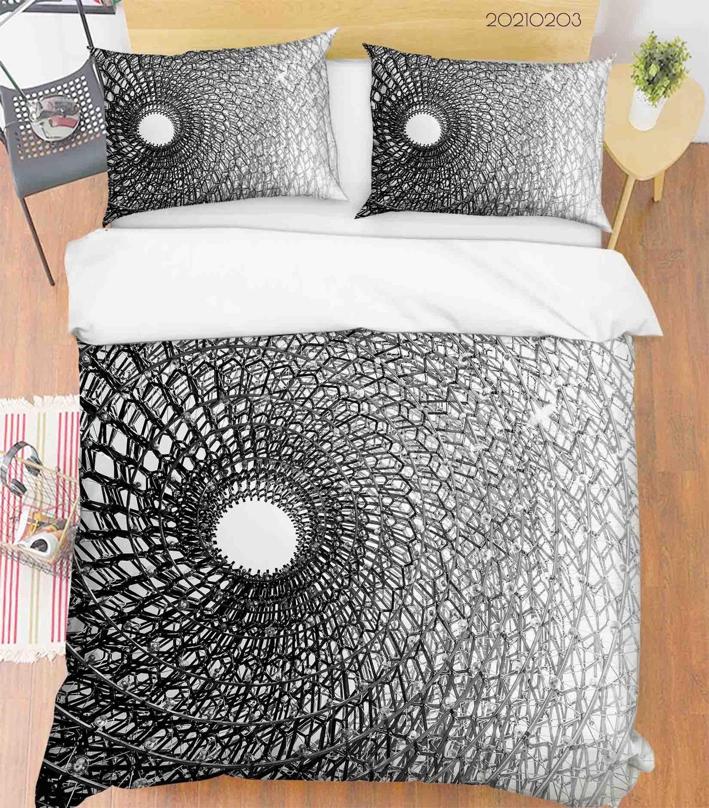 3D Abstract Geometry Grey Quilt Cover Set Bedding Set Duvet Cover Pillowcases 15