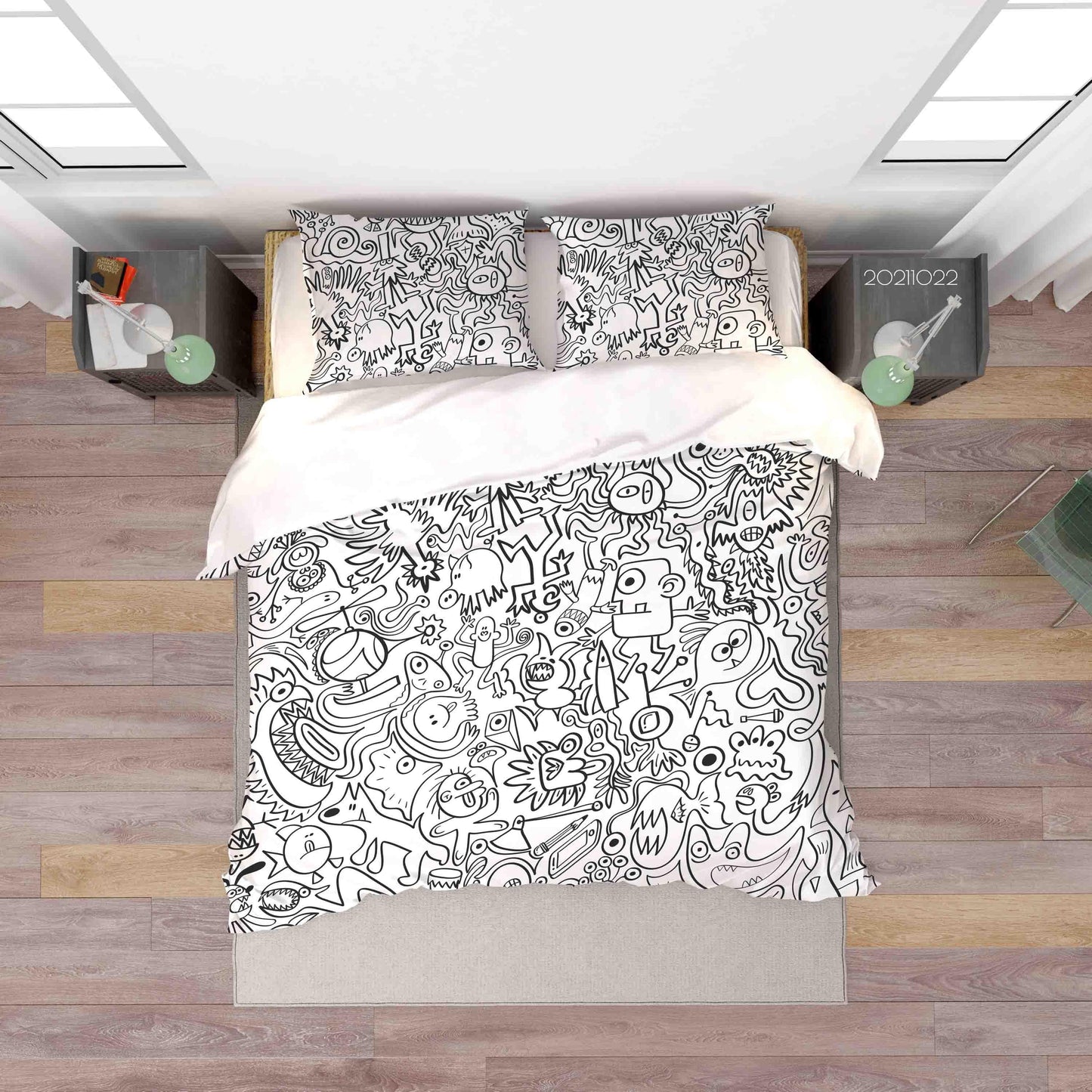 3D Abstract Monster Graffiti Quilt Cover Set Bedding Set Duvet Cover Pillowcases 33