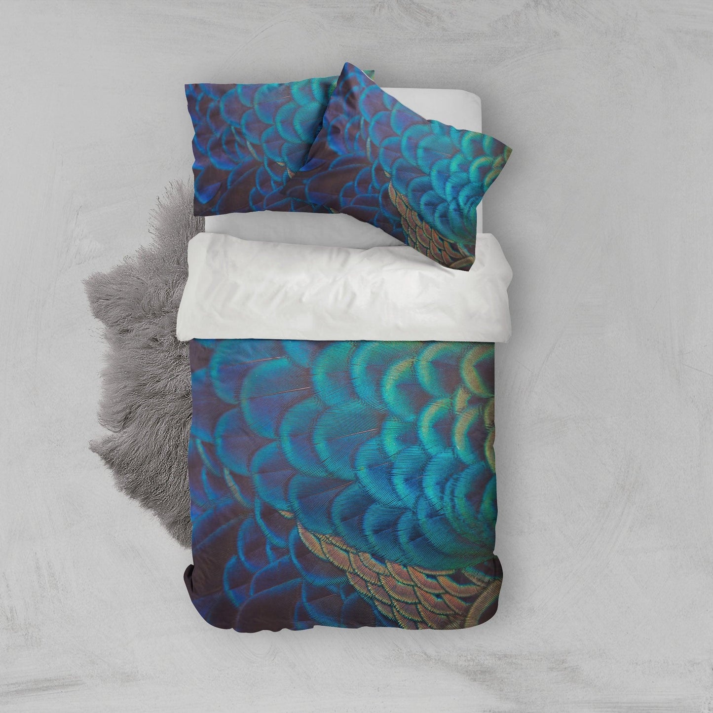 3D Blue Peacock Feather Quilt Cover Set Bedding Set Pillowcases 123