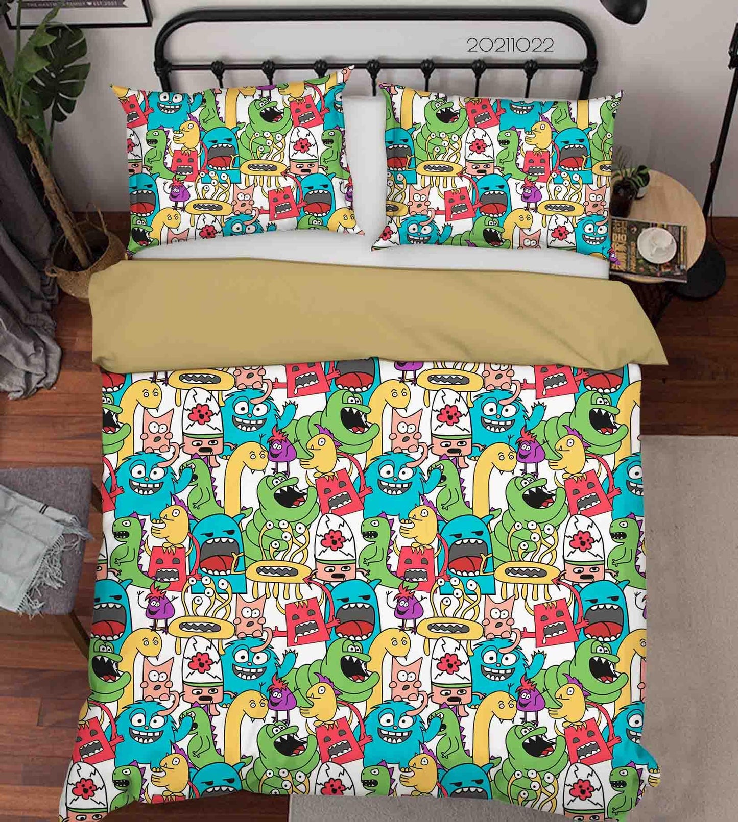 3D Abstract Color Monster Graffiti Quilt Cover Set Bedding Set Duvet Cover Pillowcases 22