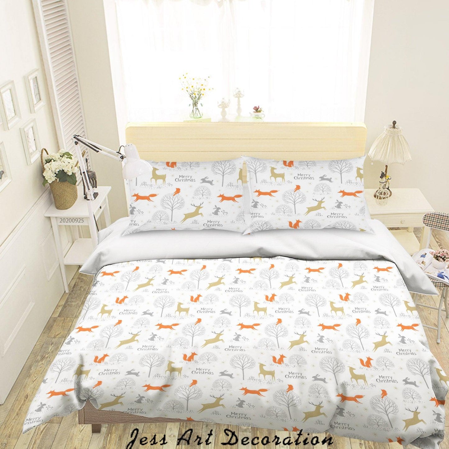 3D Cartoon Animal Fox Deer Pattern Quilt Cover Set Bedding Set Duvet Cover Pillowcases WJ 6424
