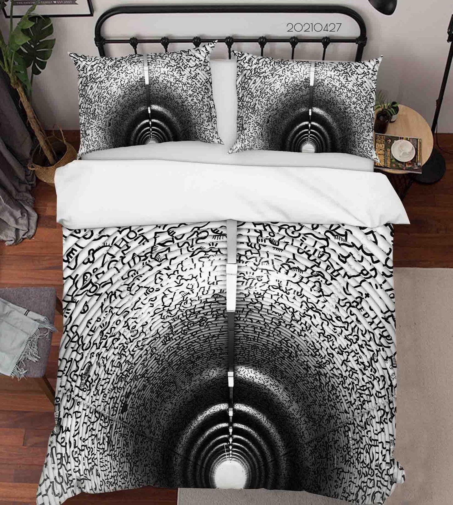 3D Abstract Graffiti Tunnel Quilt Cover Set Bedding Set Duvet Cover Pillowcases 128