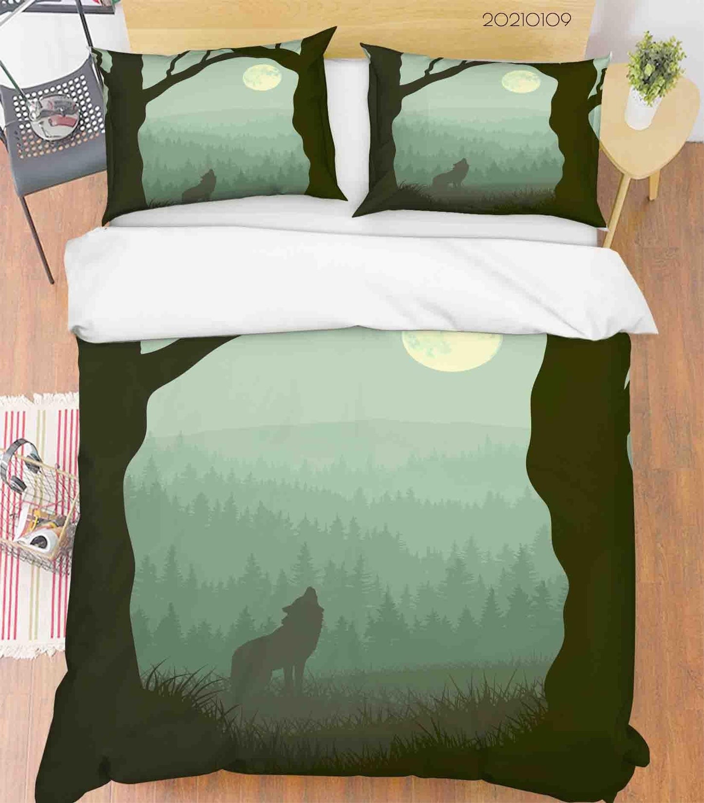 3D Cartoon Forest Moon Wolf Quilt Cover Set Bedding Set Duvet Cover Pillowcases 42 LQH