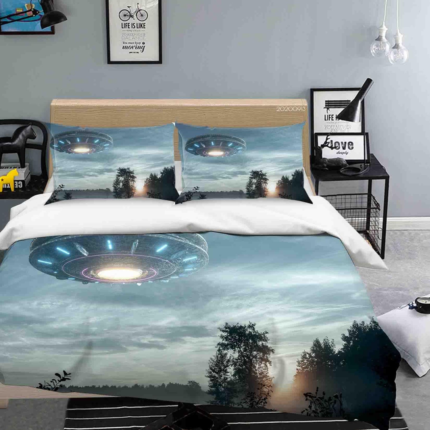 3D Alien Space Shift Floating Sky Quilt Cover Set Bedding Set Duvet Cover Pillowcases WJ 1805