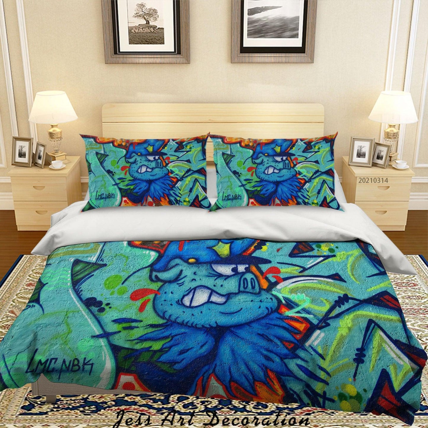 3D Abstract Colored Graffiti Monster Quilt Cover Set Bedding Set Duvet Cover Pillowcases 179