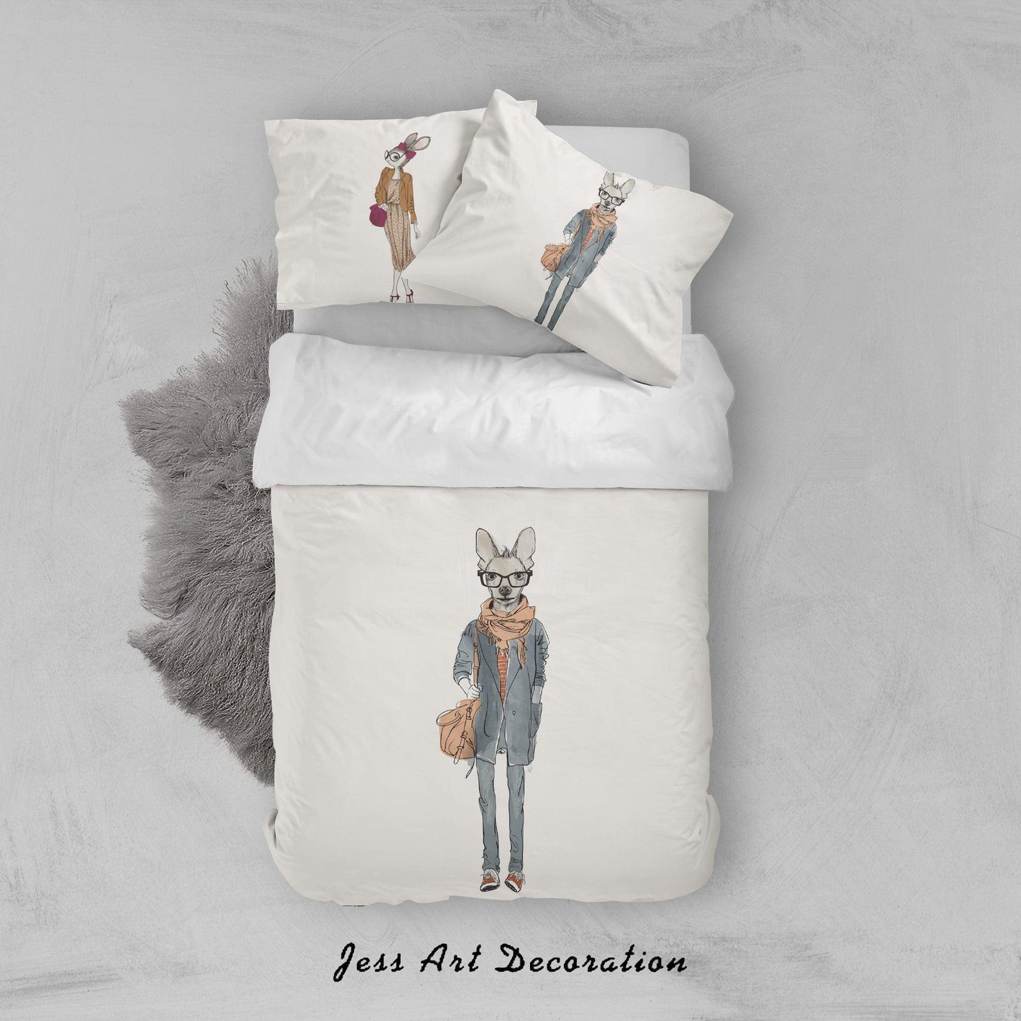 3D Cartoon Animal Deer Quilt Cover Set Bedding Set Duvet Cover Pillowcases A032 LQH