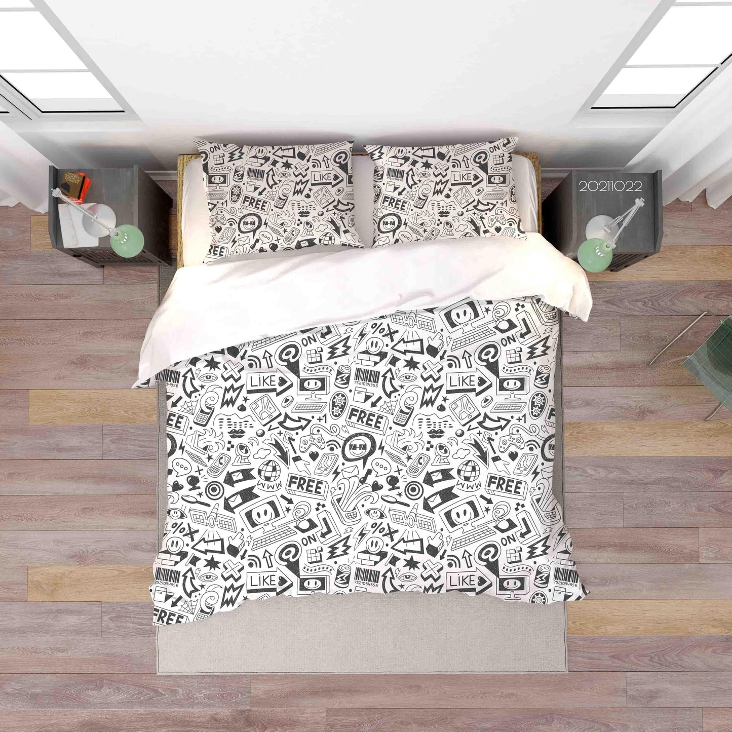 3D Cartoon Illustration Doodle Quilt Cover Set Bedding Set Duvet Cover Pillowcases 74