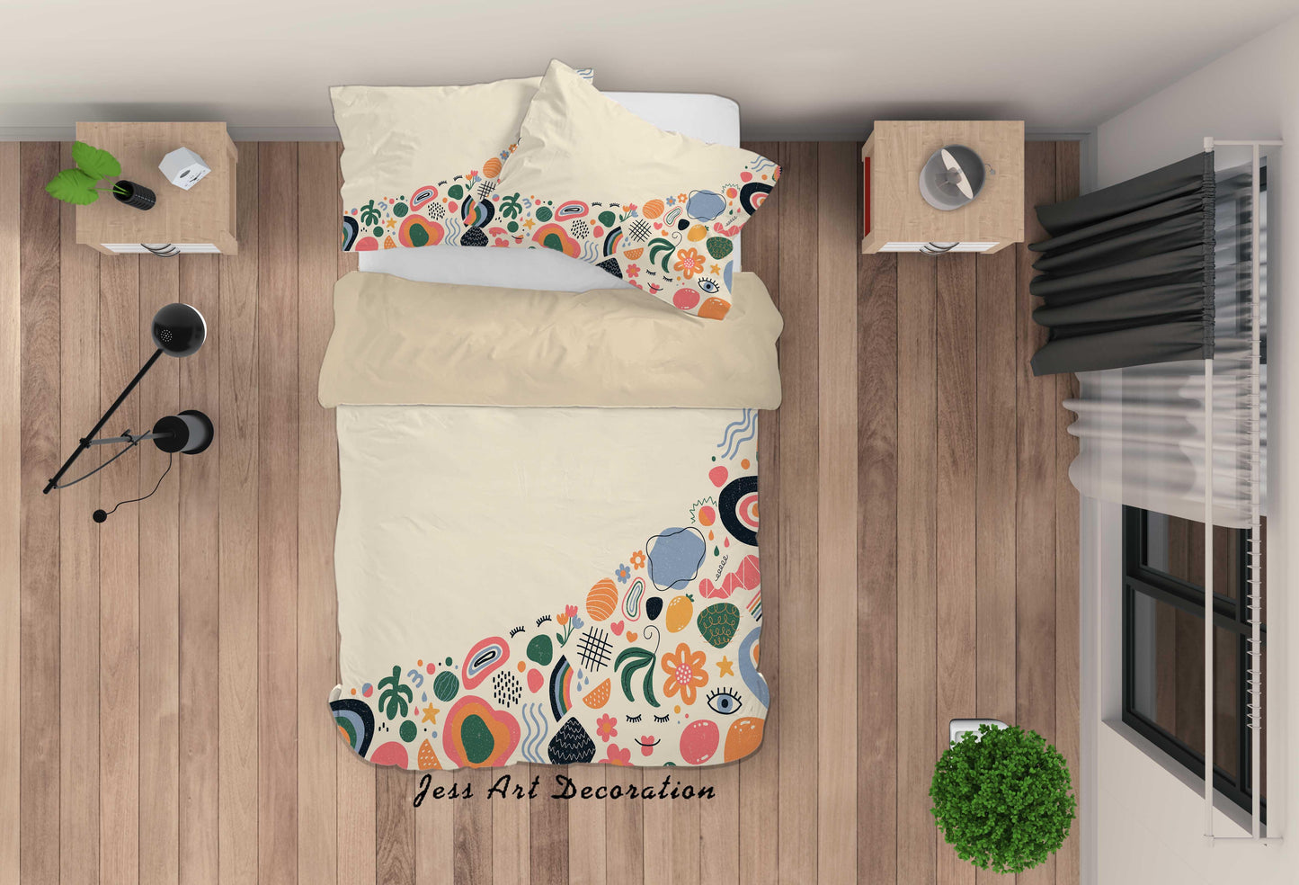 3D Cartoon Floral Pattern Quilt Cover Set Bedding Set Duvet Cover Pillowcases A013 LQH