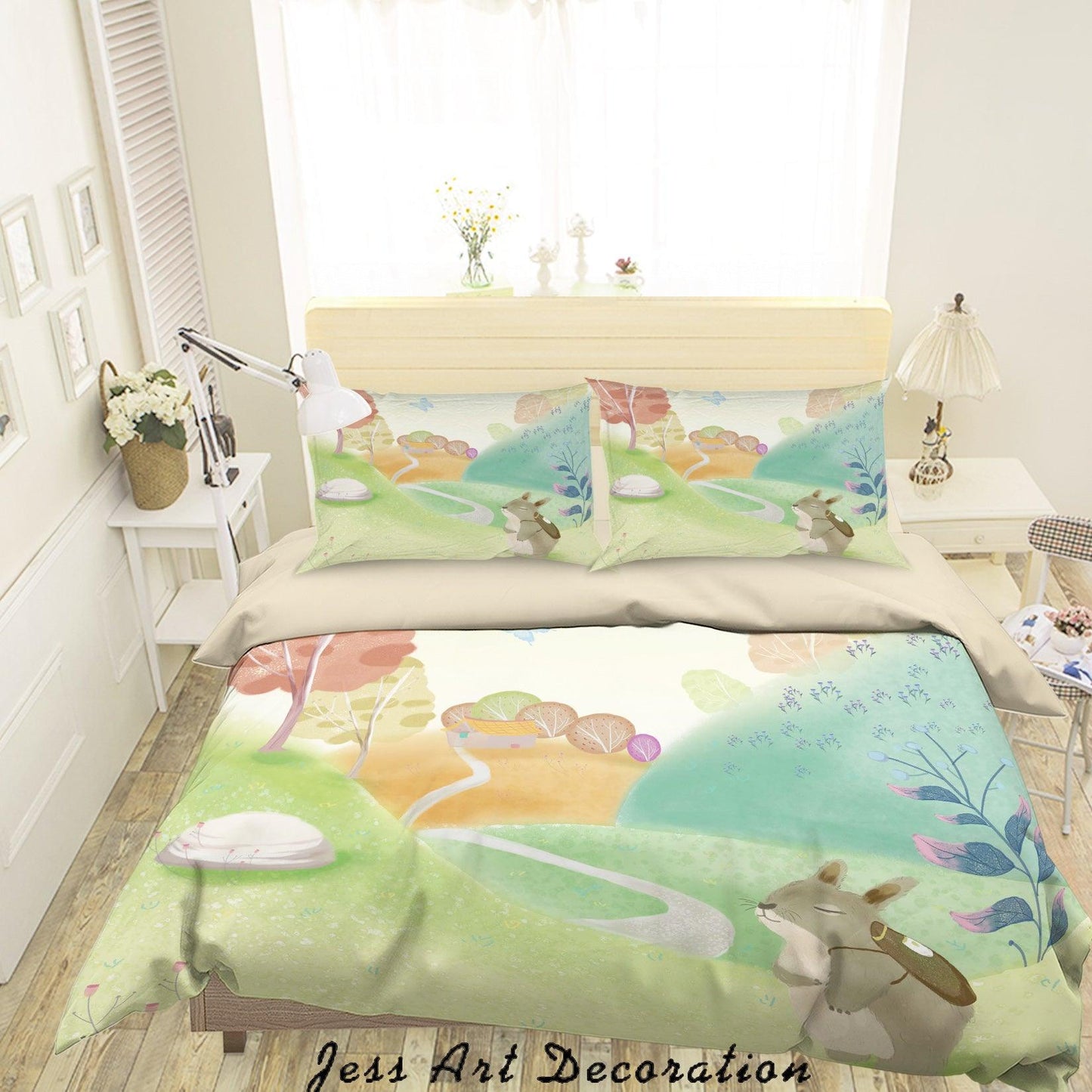 3D Cartoon Animal Forest Tree Quilt Cover Set Bedding Set Duvet Cover Pillowcases A603 LQH