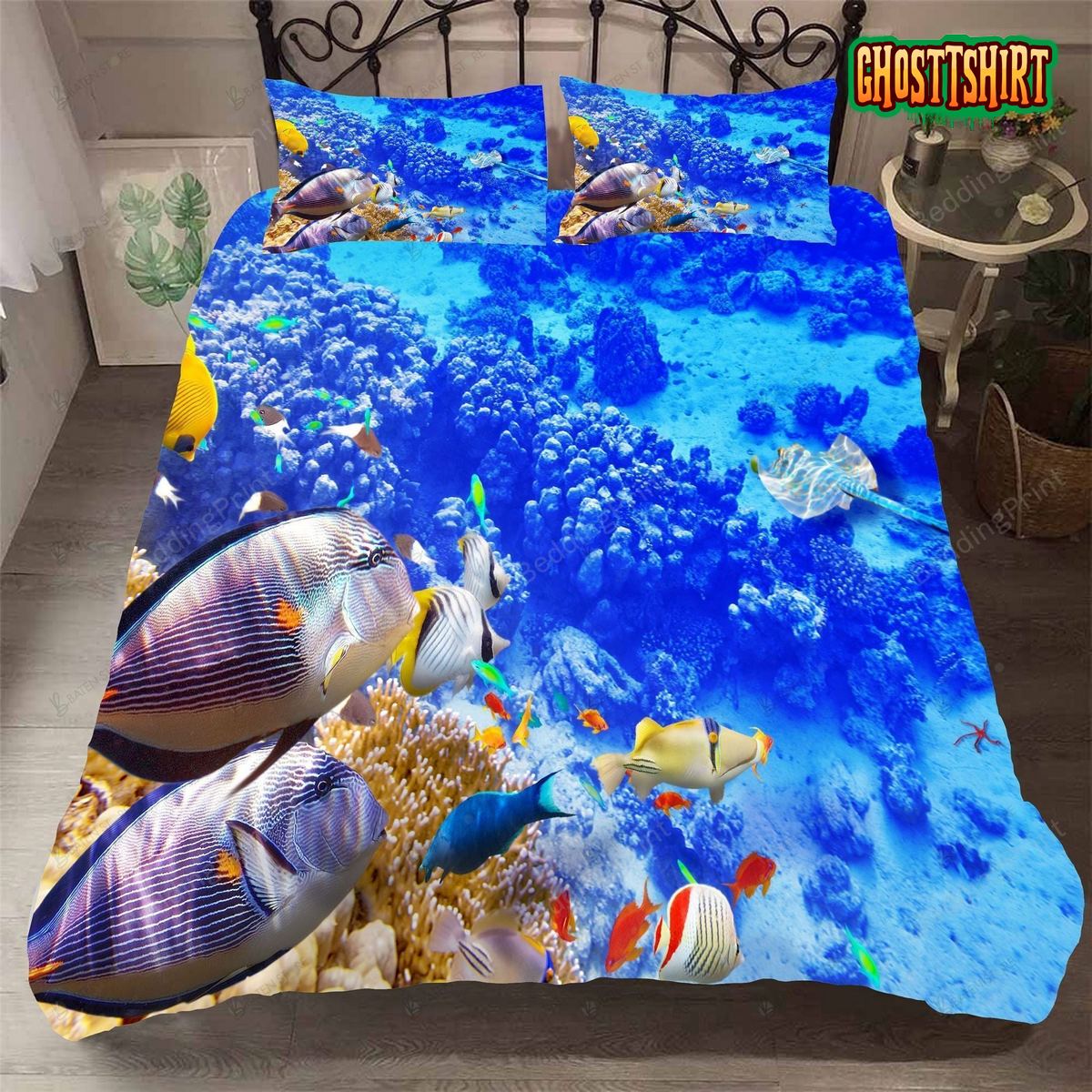 3D Blue Seabed Coral Fish Bed Sheets Duvet Cover Bedding Set