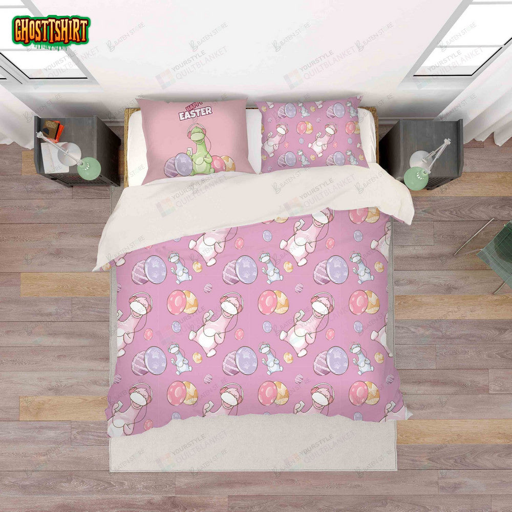 3D Cartoon Pink Hippo Bed Sheets Duvet Cover Bedding Set