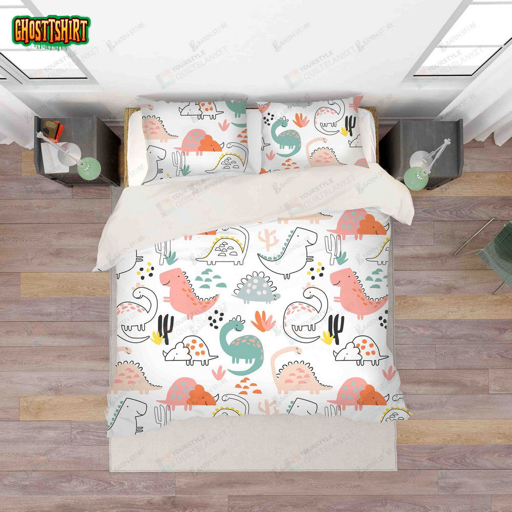 3D Color Cartoon Dinosaur Bed Sheets Duvet Cover Bedding Set
