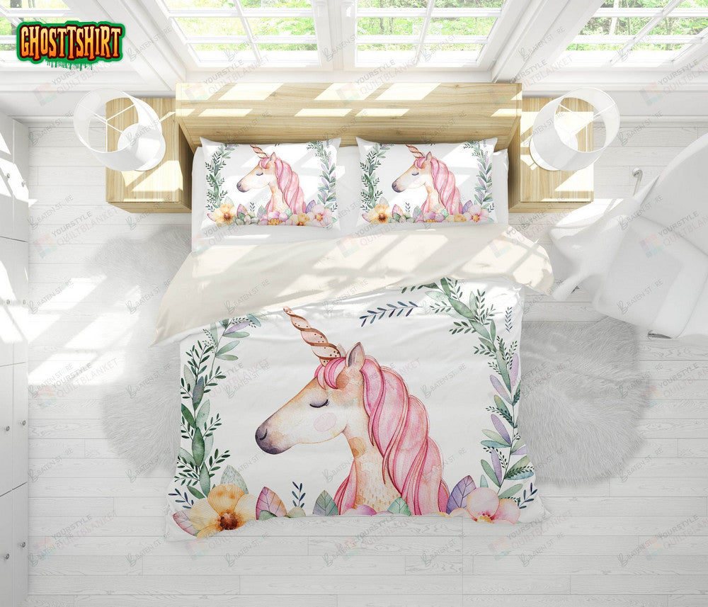 3D Color Cartoon Unicorn Bed Sheets Duvet Cover Bedding Set