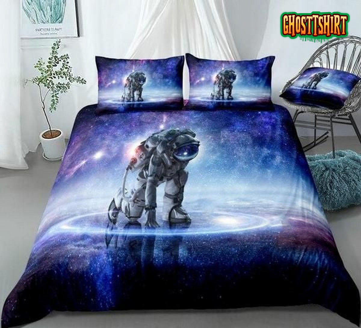 3D Galaxy Astronaut Bed Sheets Duvet Cover Bedding Set