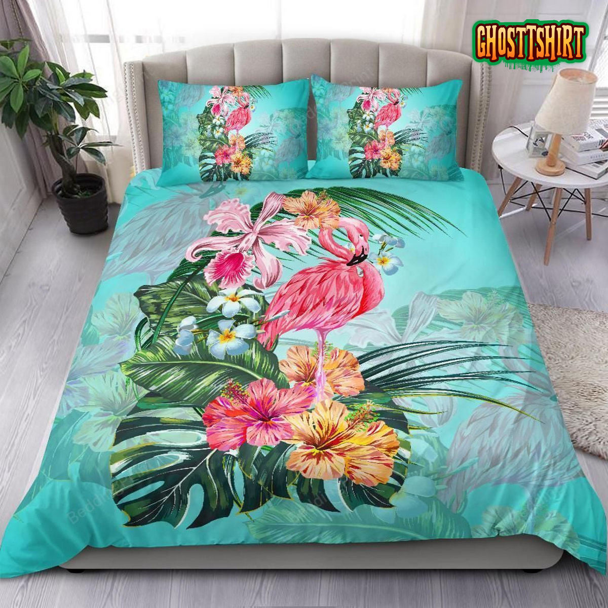 3D Hawaii Flamingo Tropical Bed Sheets Duvet Cover Bedding Set