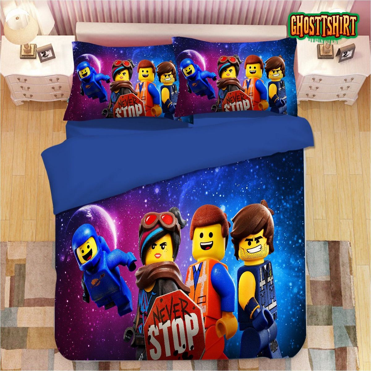 3D Lego Movie Characters In Space Bedding Set
