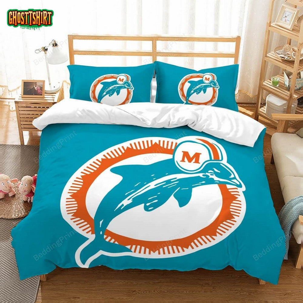 3D Miami Dolphins Duvet Cover Bedding Set