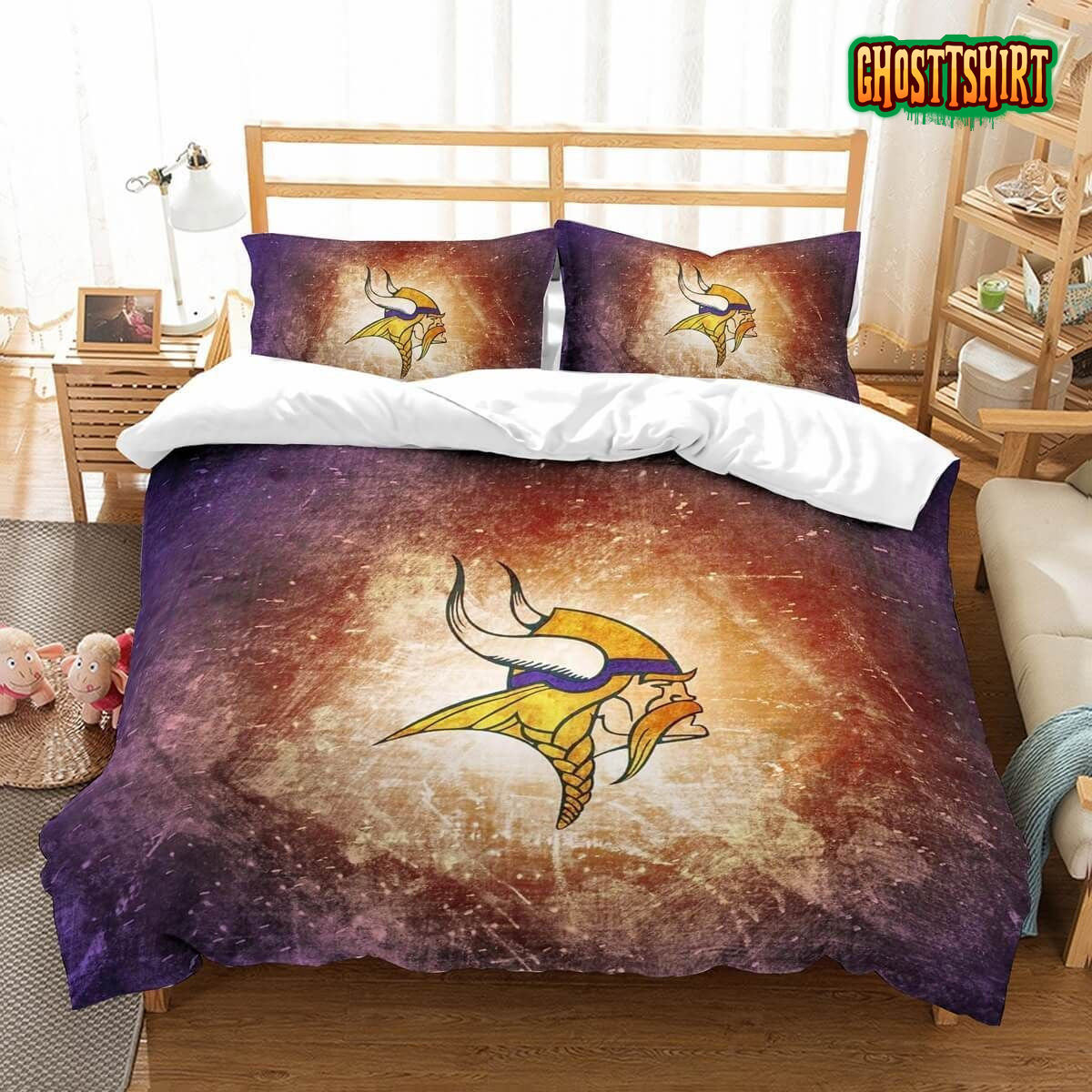 3D Printed Minnesota Vikings Logo Duvet Cover Bedding Set