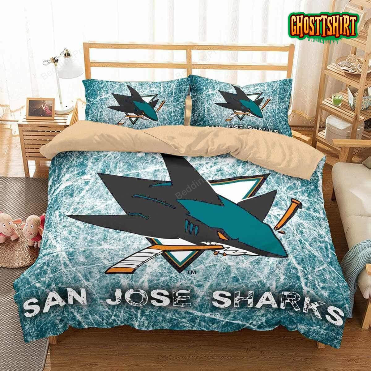 3D San Jose Sharks Duvet Cover Bedding Set