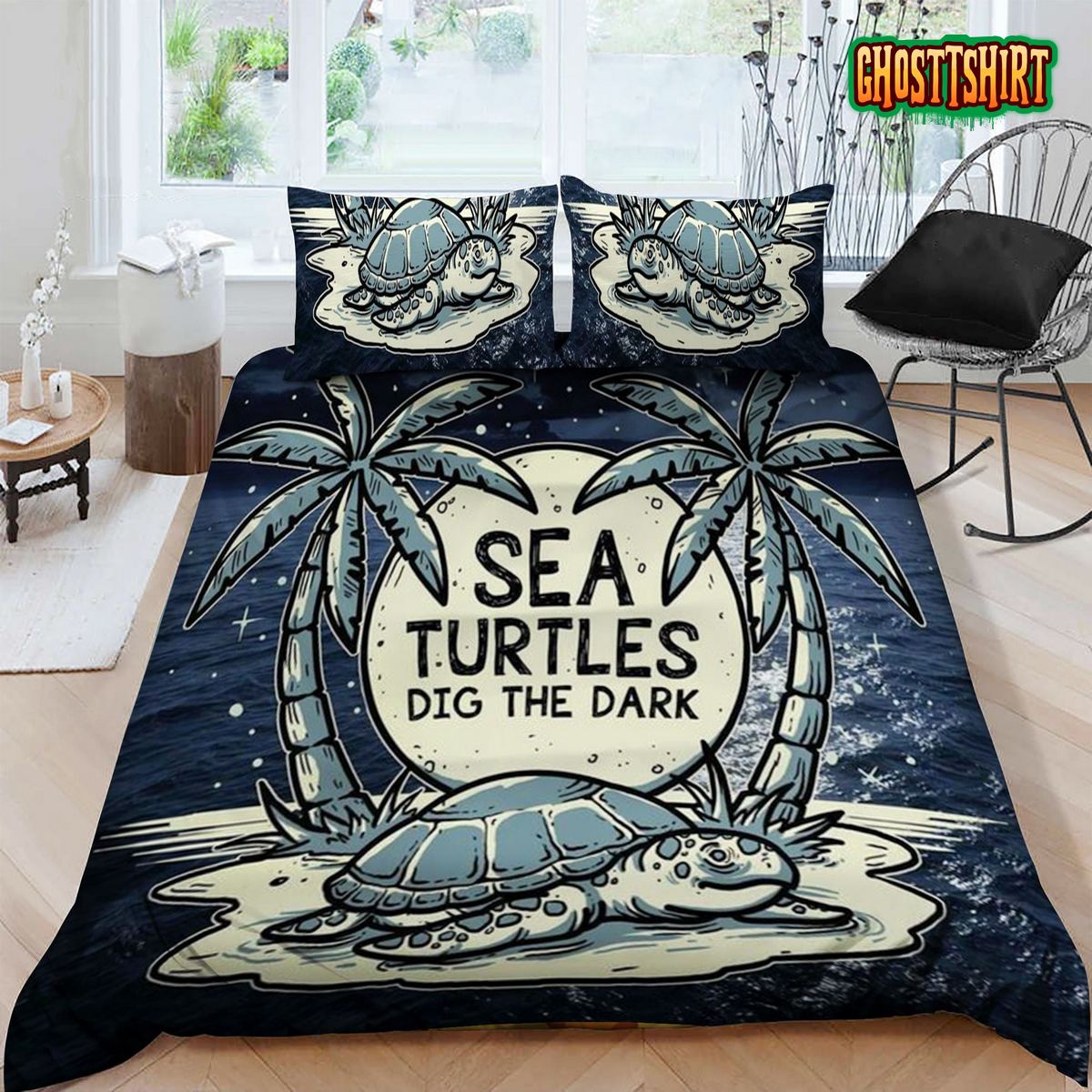 3D Sea Turtles Dig The Dark Bed Sheets Duvet Cover Bedding Set