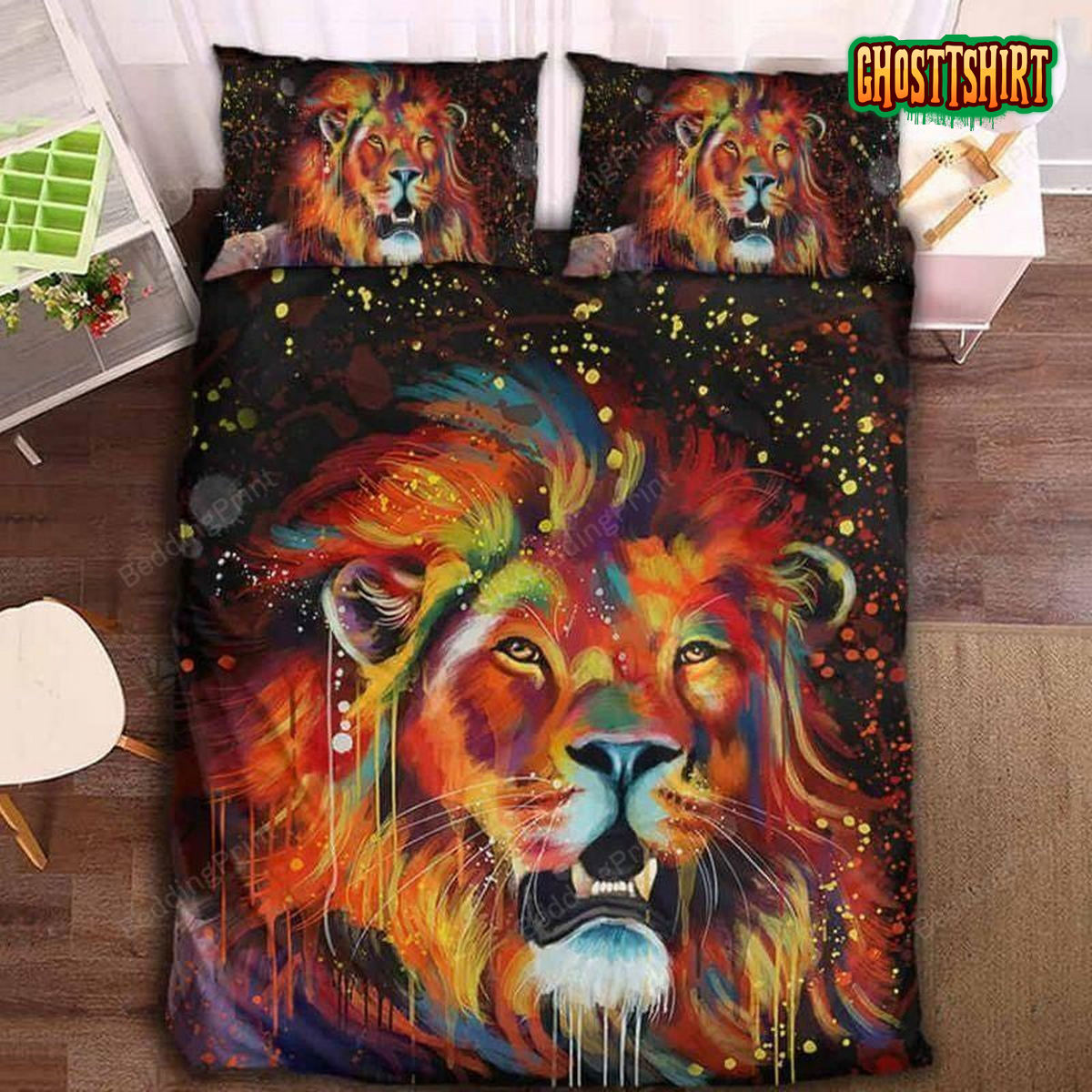 3D Watercolor Galaxy Lion Printed Bed Sheets Duvet Cover Bedding Set