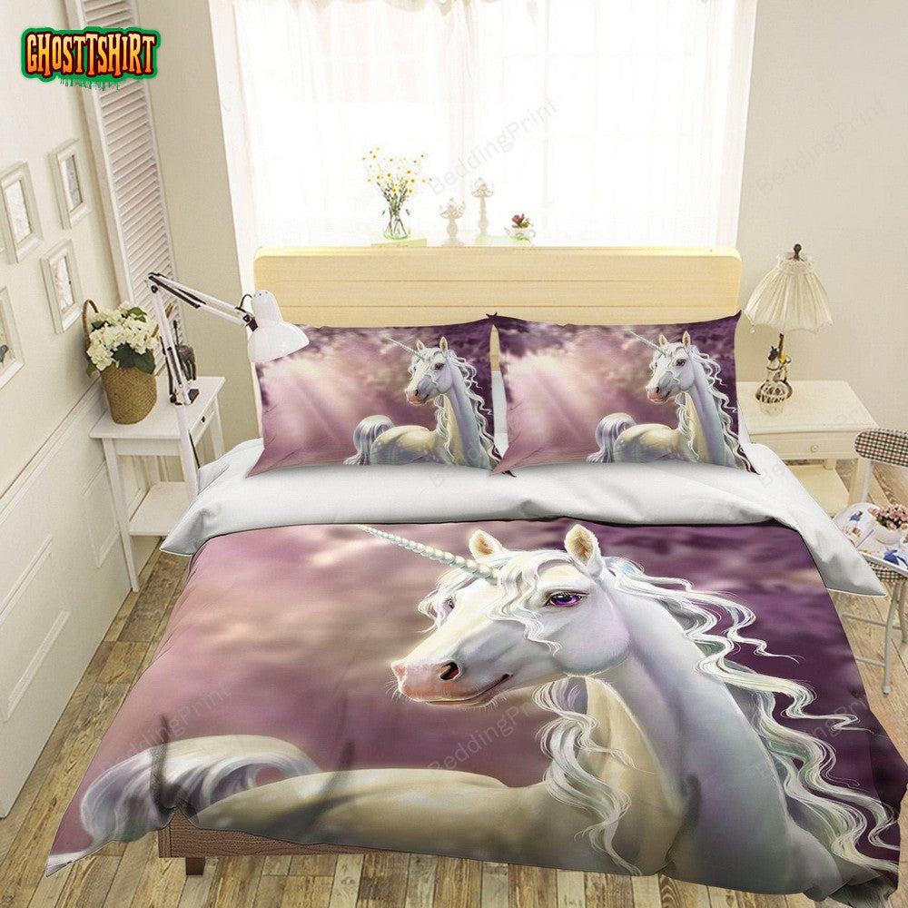 3D White Horse Unicorn Bedding Set