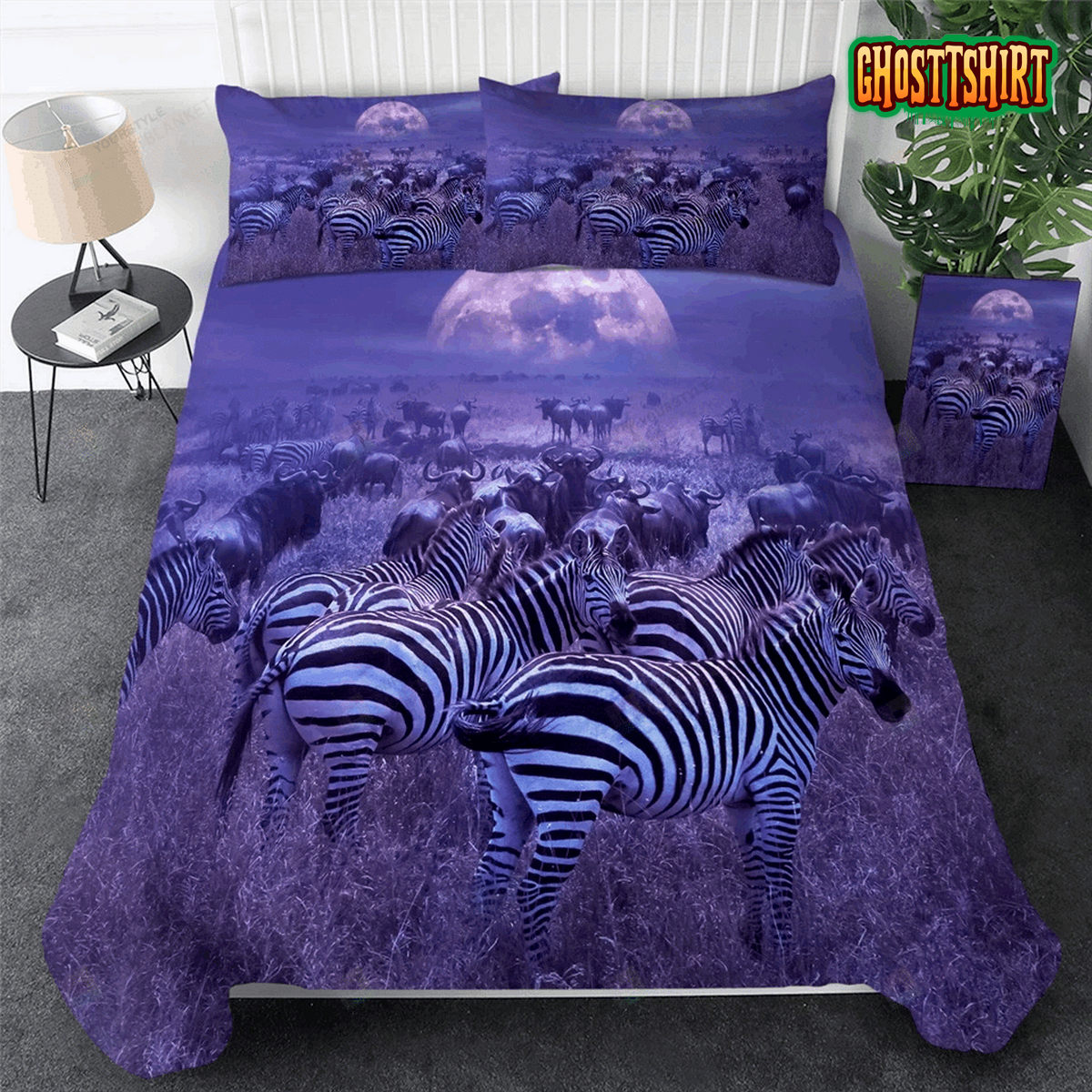 3D Zebra On The Pampasgrass Bed Sheets Spread Duvet Cover Bedding Set