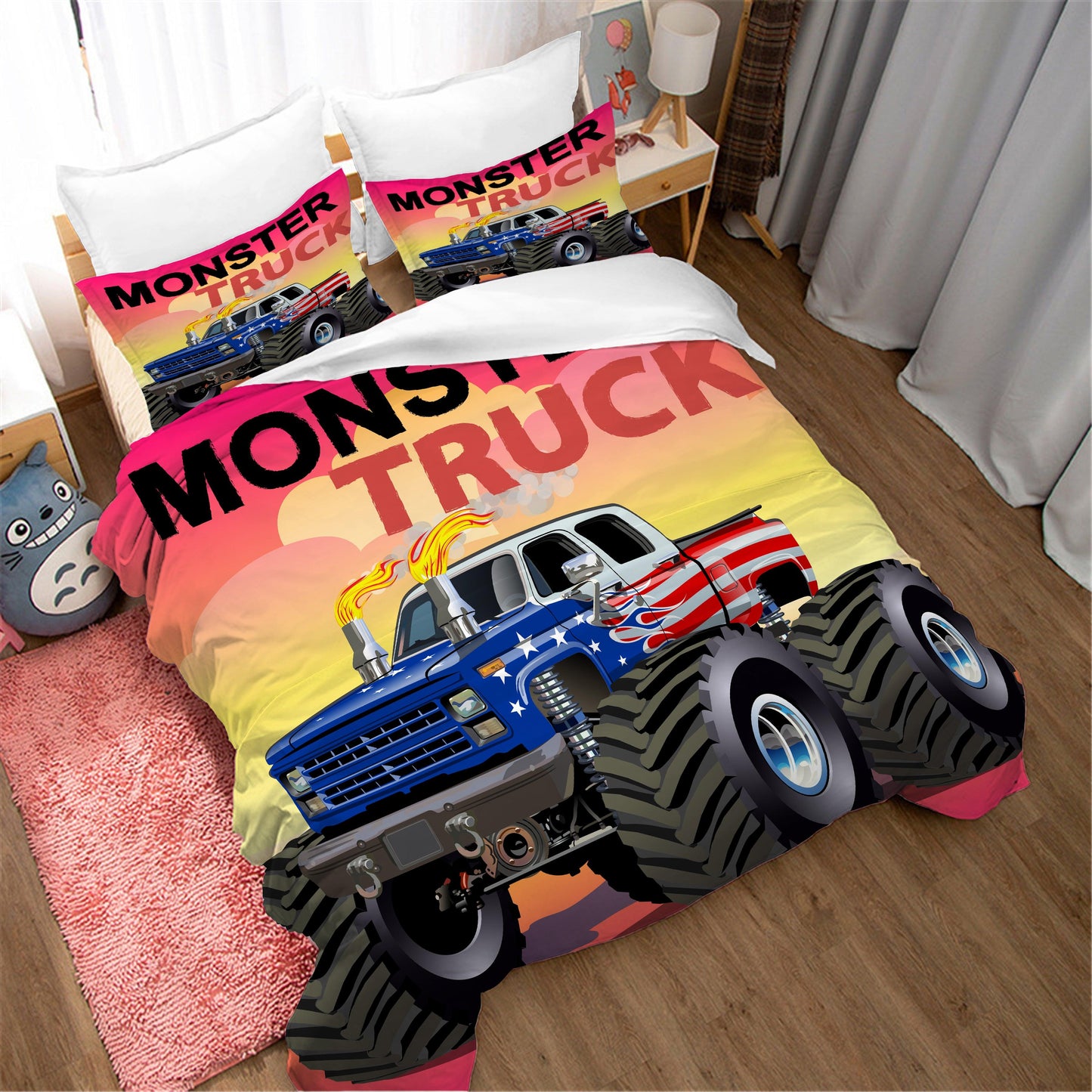 3D Cartoon Monster Truck Quilt Cover Set Bedding Set Duvet Cover Pillowcases WJ 1697