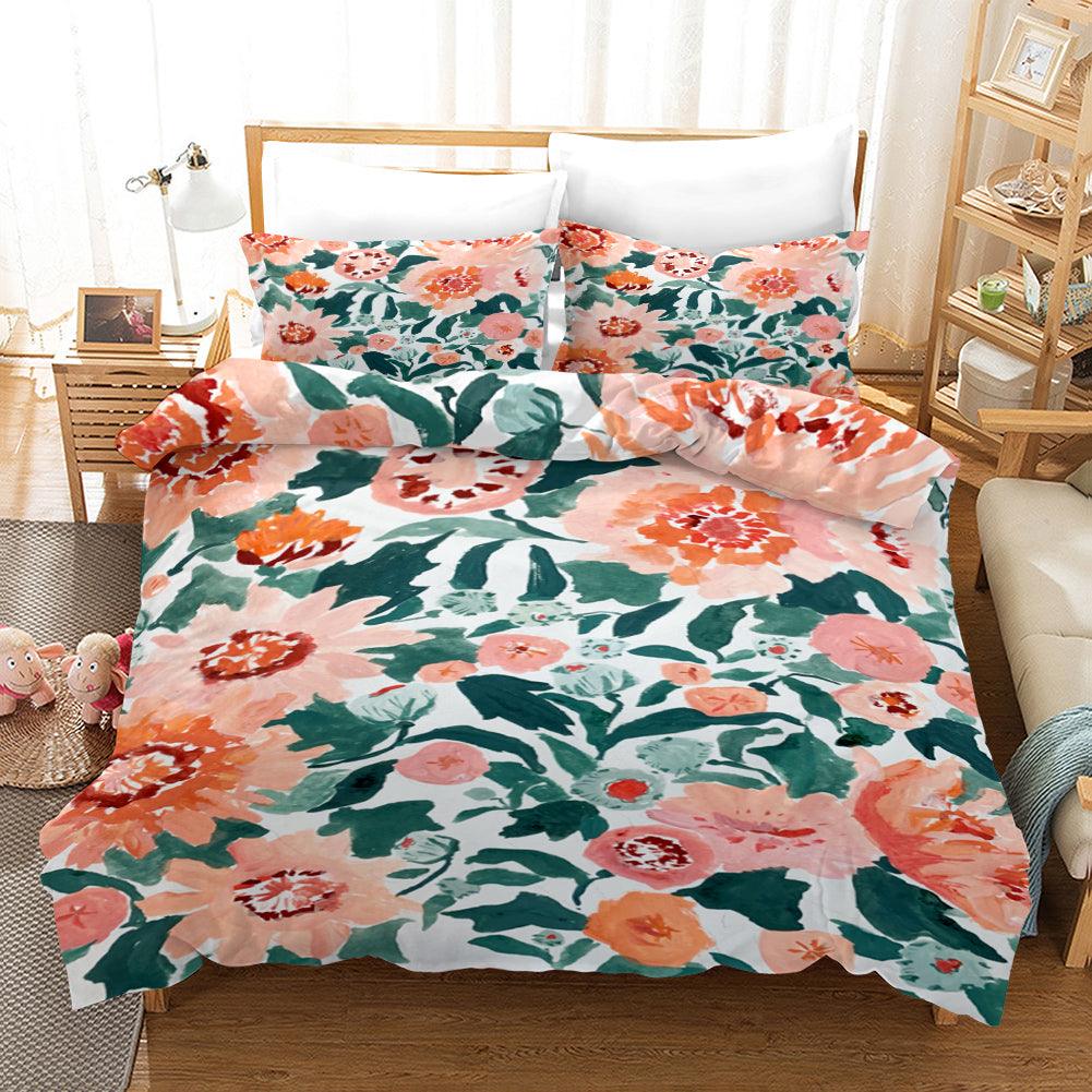 3D Abstract Watercolor Flowers Quilt Cover Set Bedding Set Pillowcases 45