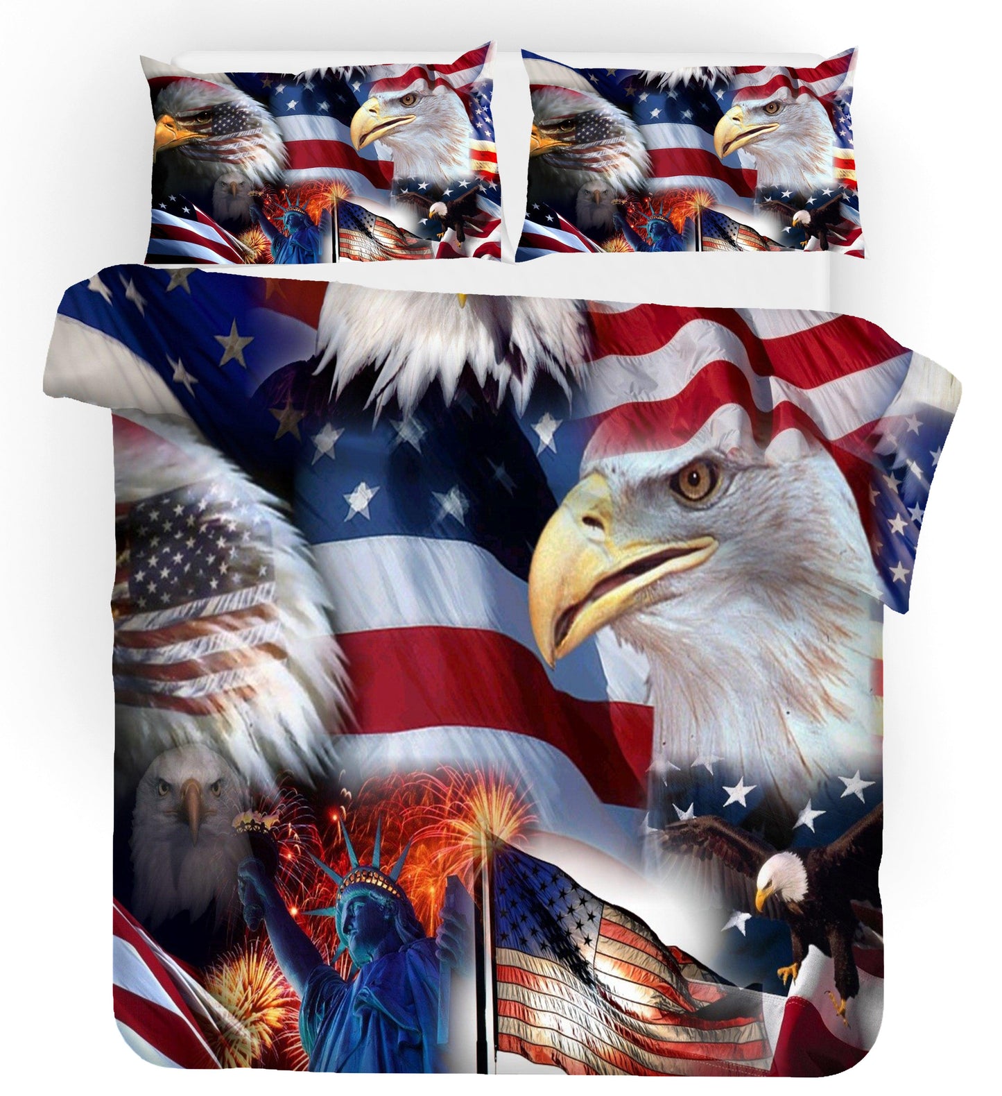 3D American Flag Eagle Quilt Cover Set Bedding Set Pillowcases 113