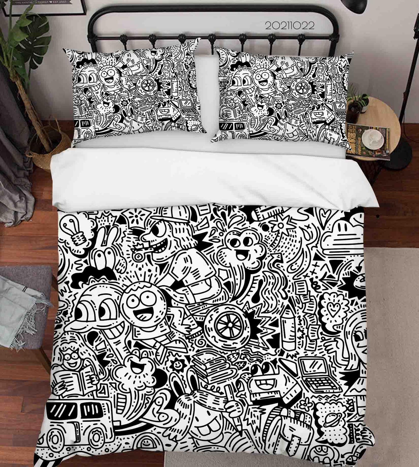 3D Abstract Gray Monster Graffiti Quilt Cover Set Bedding Set Duvet Cover Pillowcases 18