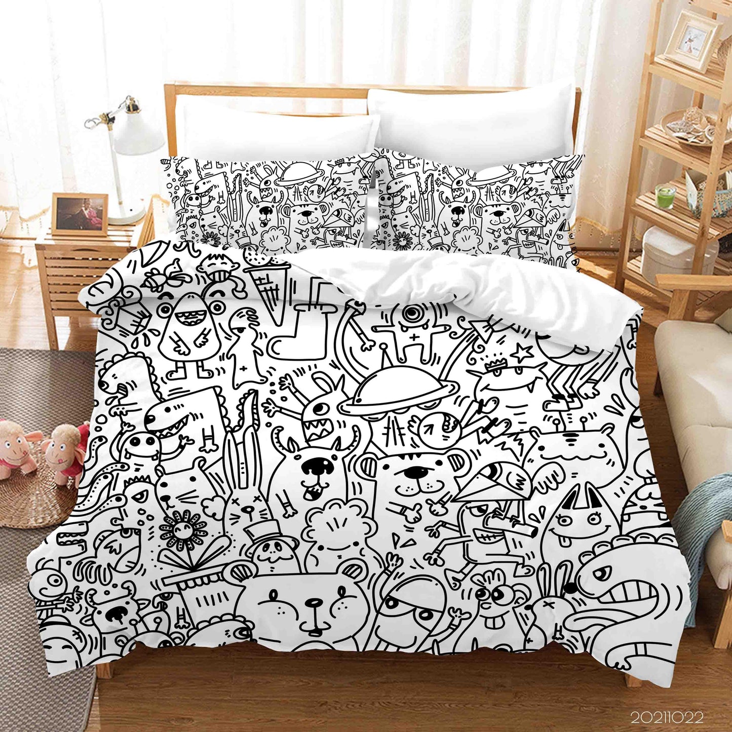 3D Abstract Monster Artistic Graffiti Quilt Cover Set Bedding Set Duvet Cover Pillowcases 42