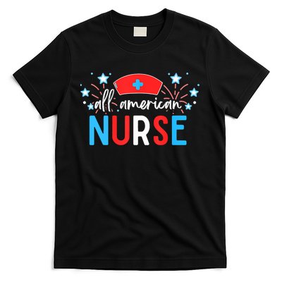 4th Of July All American Nurse Red White And Blue Scrub Top T-Shirt