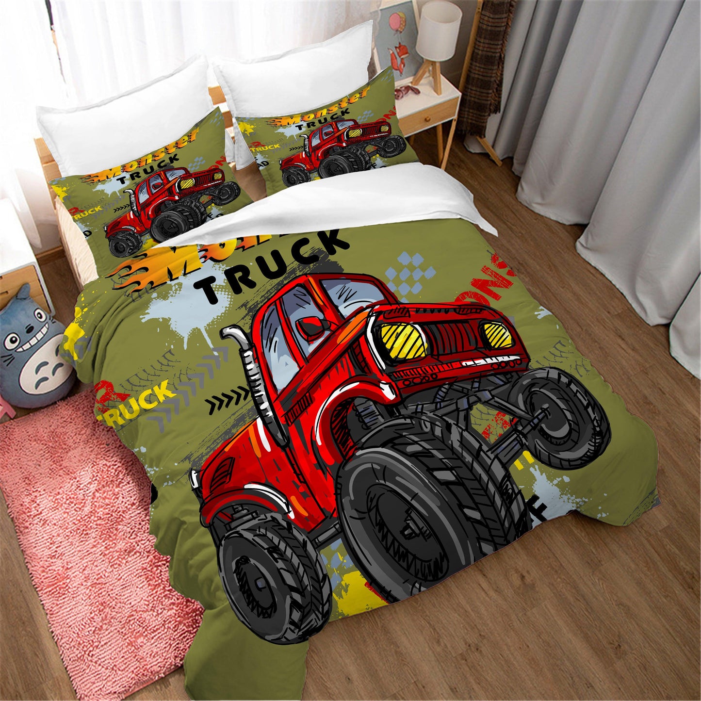 3D Cartoon Monster Truck Quilt Cover Set Bedding Set Duvet Cover Pillowcases WJ 1696