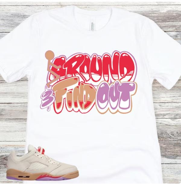 5 Low Peanut Butter and Jelly Sneaker Match Shirt, Pale Ivory Fusion Red Desert Rush Fuchsia, Fuch Around And Find Out