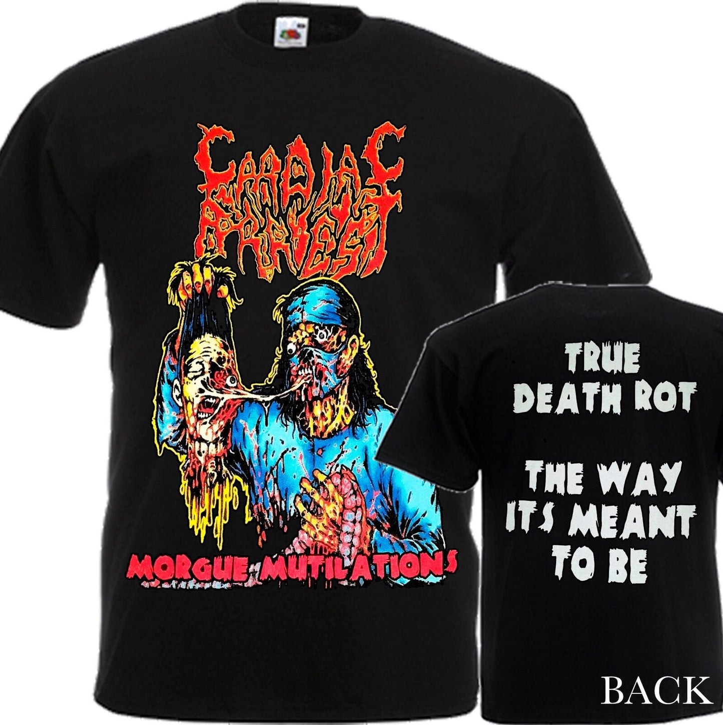 New DTG printed T-shirt - Cardiac Arrest -True Death Rot - size- S,M,L,XL,2-3-4-5-6-7XL