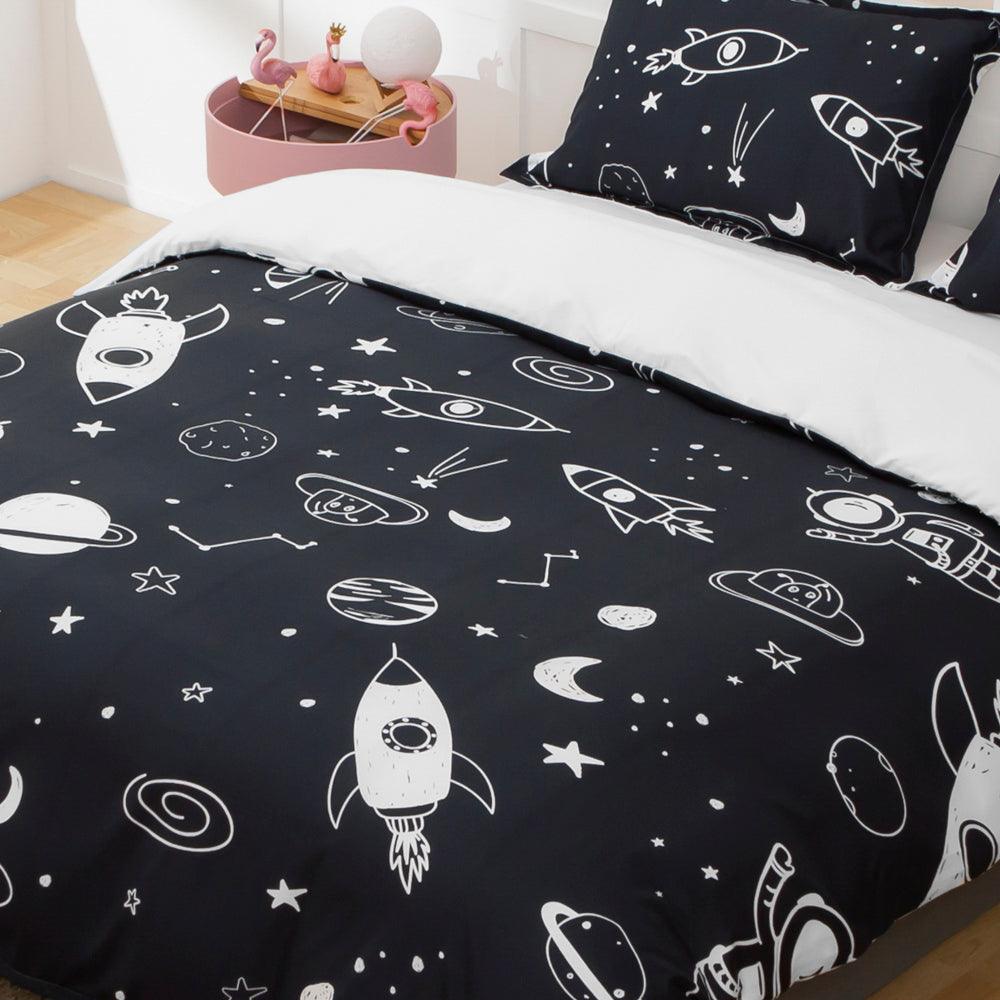 3D Black Space Planet Rocket Quilt Cover Set Bedding Set Duvet Cover Pillowcases 42