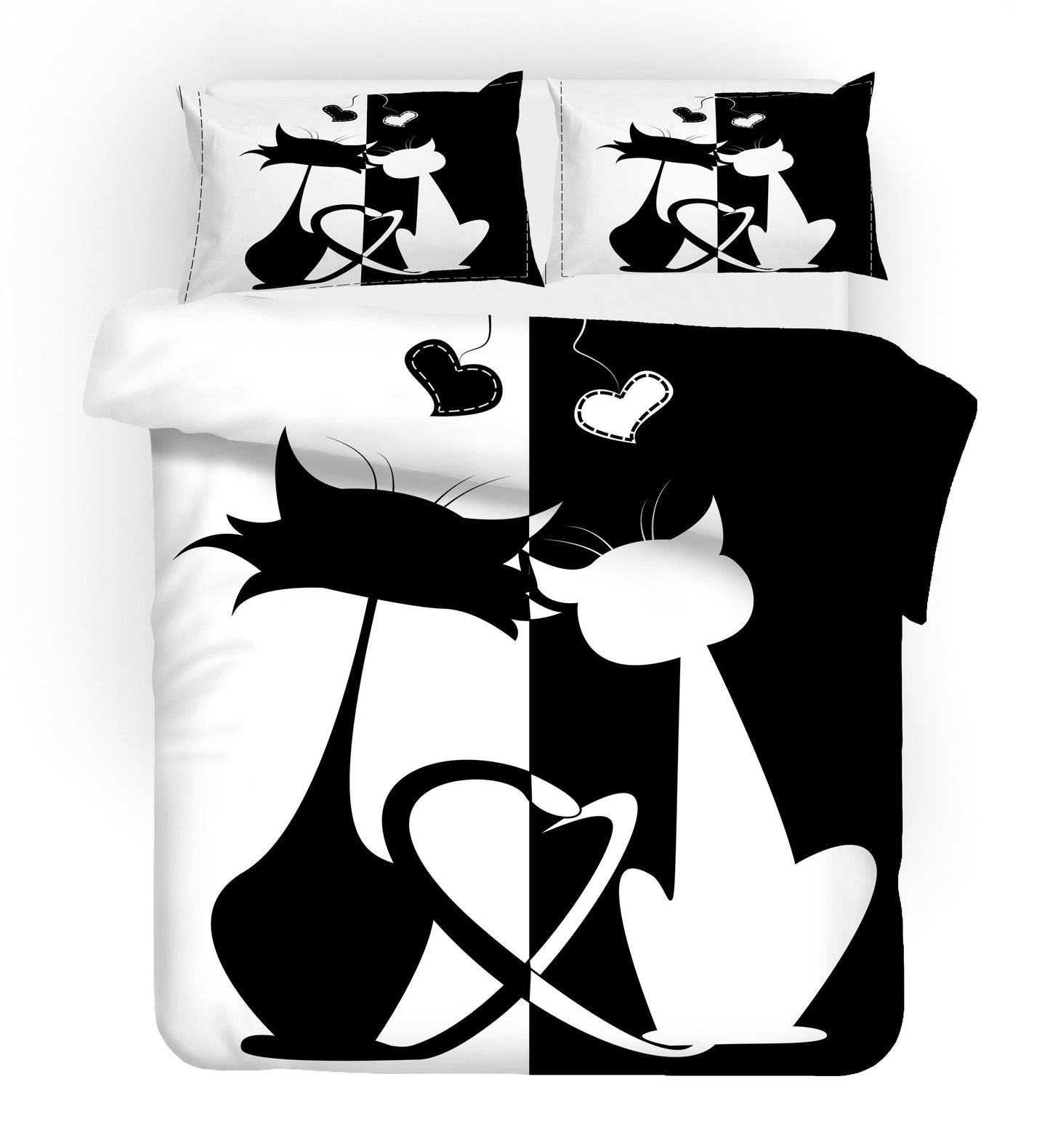 3D Black White Cat Kitty Quilt Cover Set Bedding Set Duvet Cover Pillowcases SF39