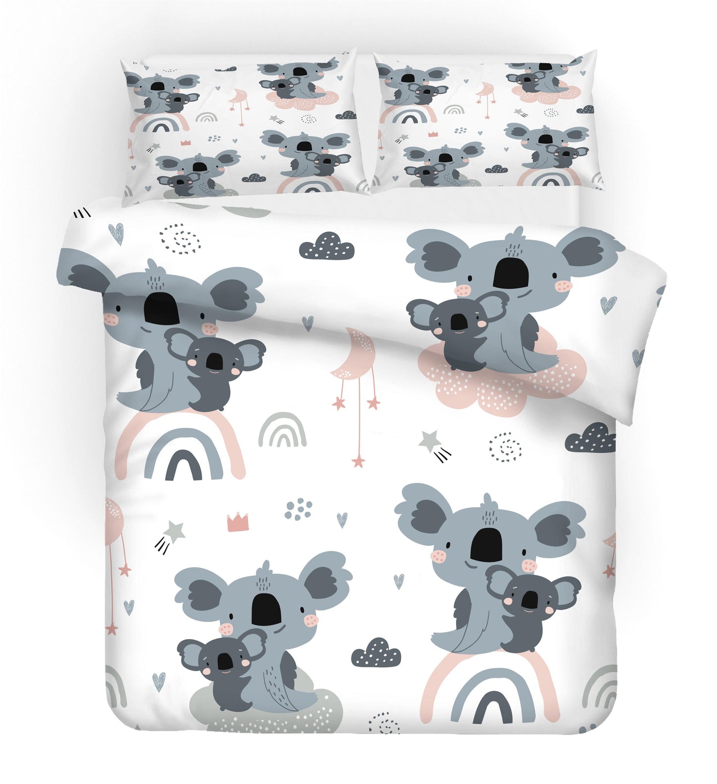 3D Cartoon Animal Koala Cloud Rainbow Quilt Cover Set Bedding Set Duvet Cover Pillowcases 2