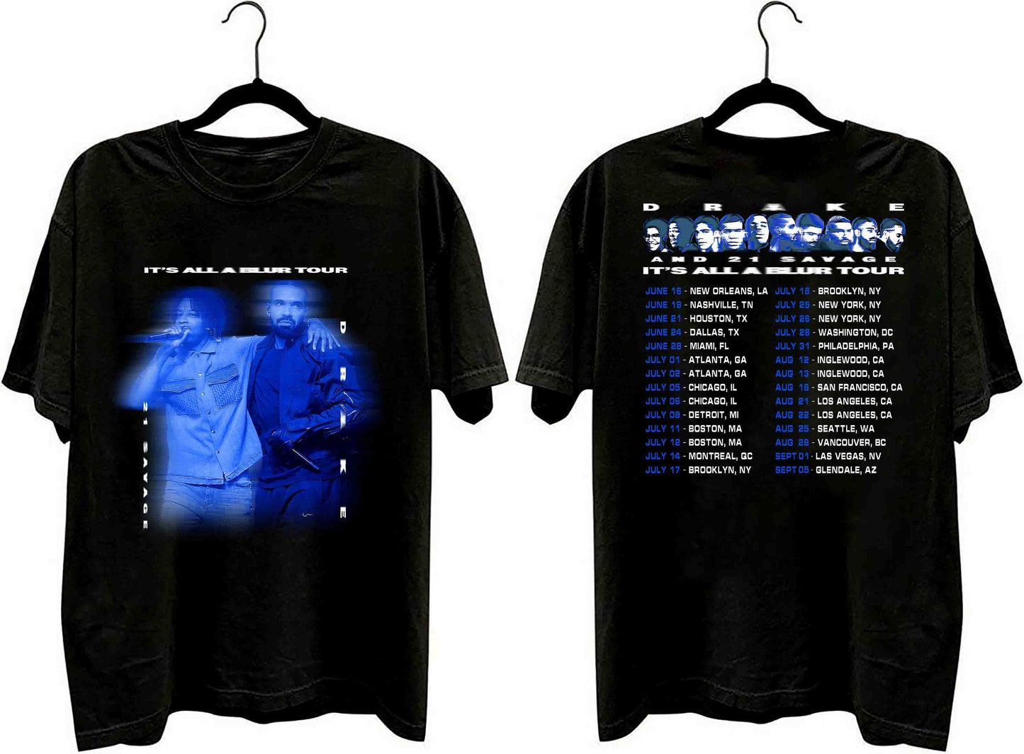 2 Sides Drake 21 Savage Shirt Drake It's All A Blur Tour 2023 Shirt