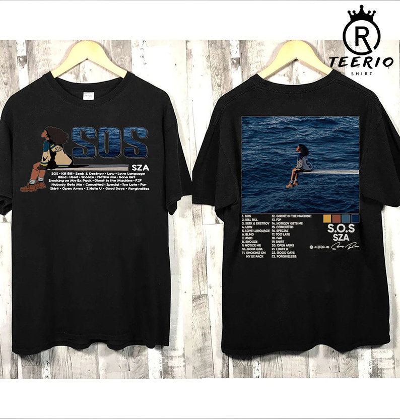SZA SOS 2 Sided hoodie, Vintage SZA Full Tracklist Shirt