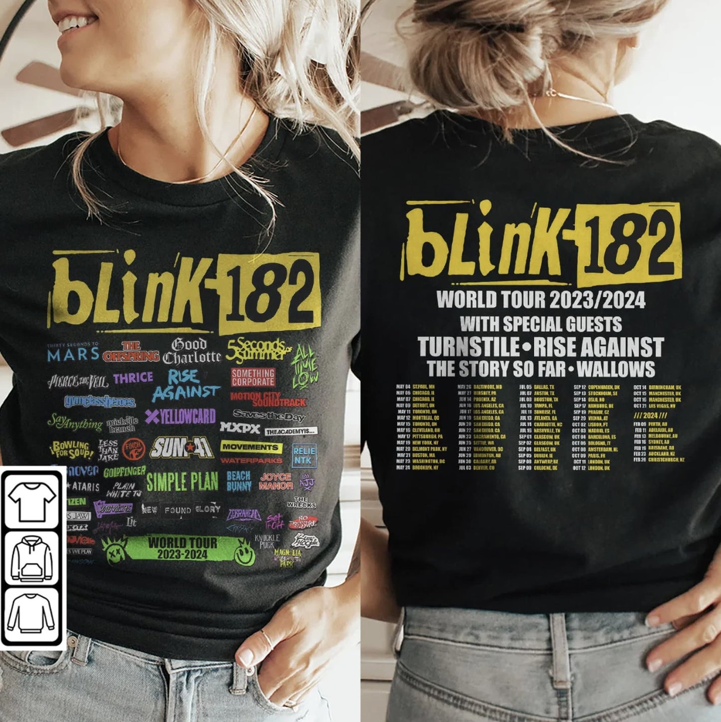 B182 Music Shirt, 2 Side B182 World Tour 2023 T Shirt