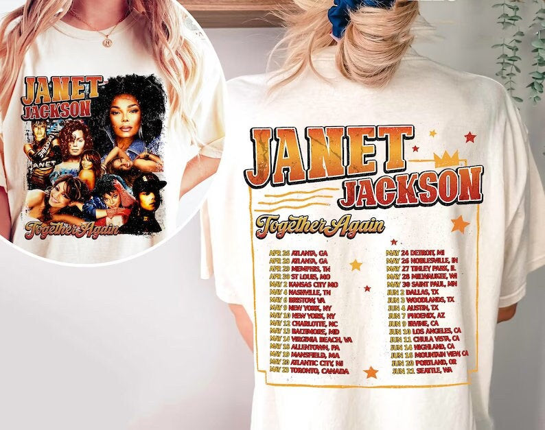90s Janet Jackson Vintage T Shirt, Janet Jackson Together Again Tour 2023 Tshirt