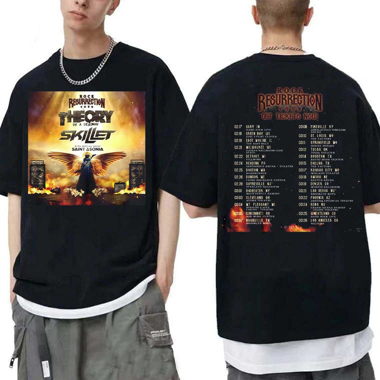 Rock Resurrection Tour Theory of a Deadman Skillet T-Shirt